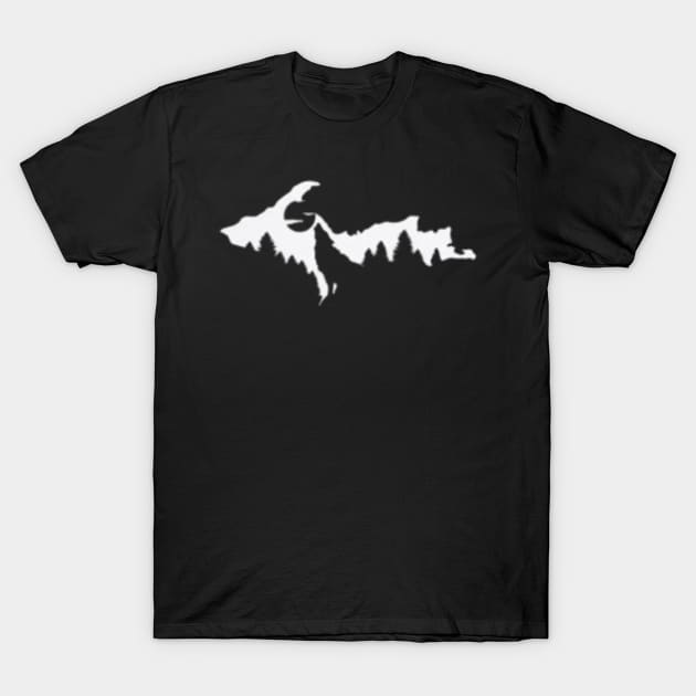 Upper Peninsula Wolf Howling at The Moon Merch T-Shirt by The Yooper Life